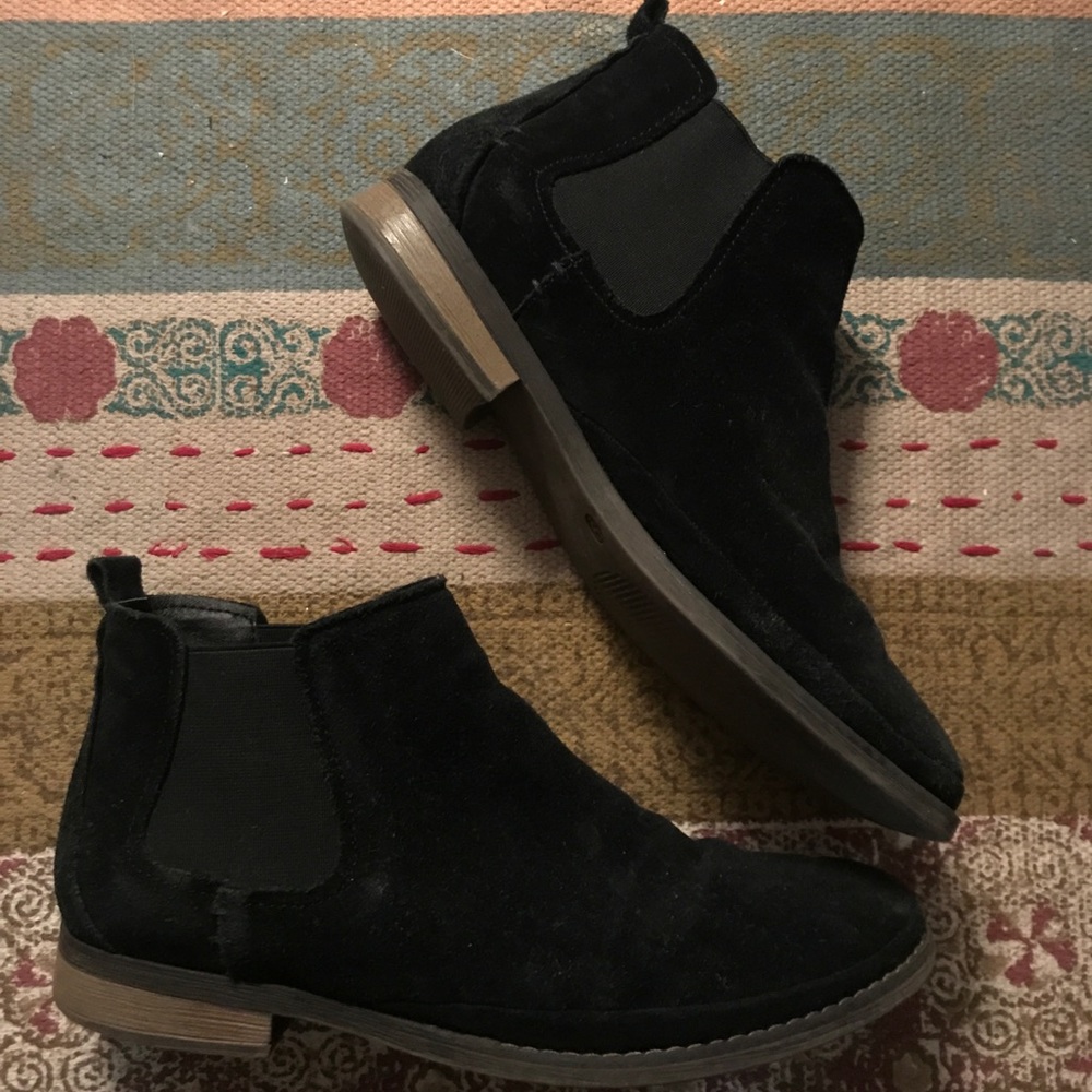 Black Flat Suede Booties